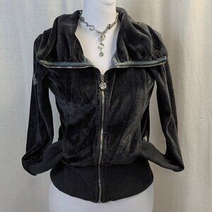 Twisted Heart Velour Black Zippered Jacket Size *Extra Small